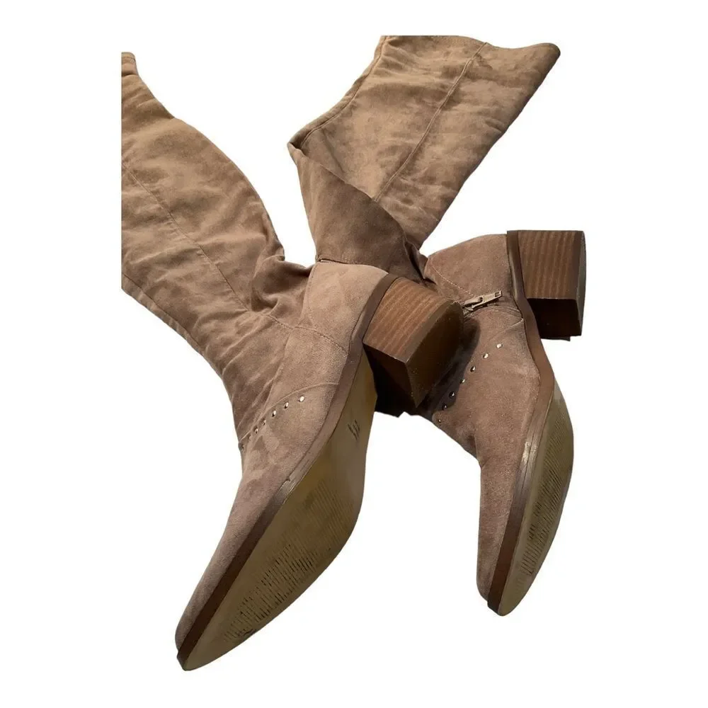 Report Women's Zaria Over The Knee Boot Taupe Faux Suede Boots Size 9